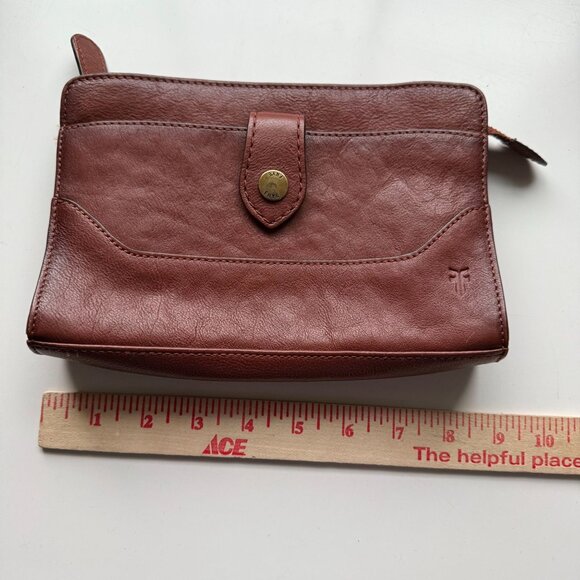 Frye Lucy Leather Wristlet Clutch Women's Brown Everyday Minimalist Classic - Picture 9 of 9